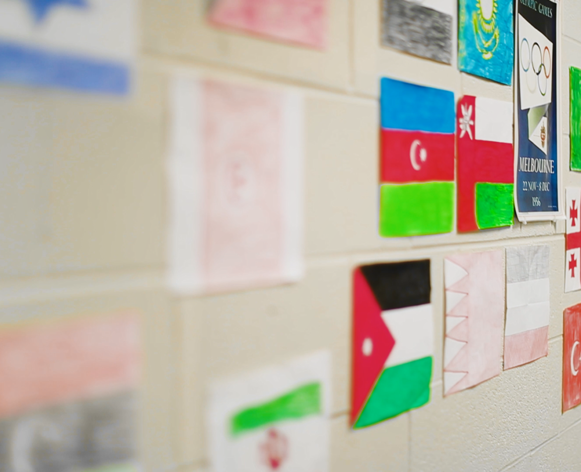 flags on wall