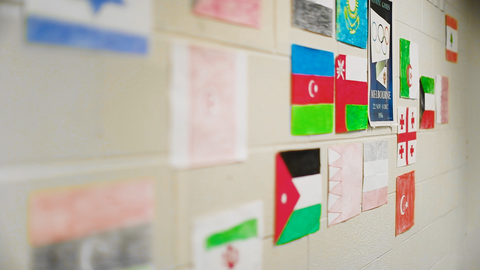 flags on wall